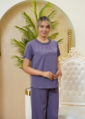 شومیز شلوار طوطی یاسی بنفش 1