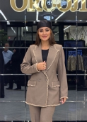 کت و شلوار ولارا بژ خاکستری 2