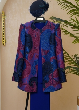 ژاکارد ترمه آبی نفتی 1